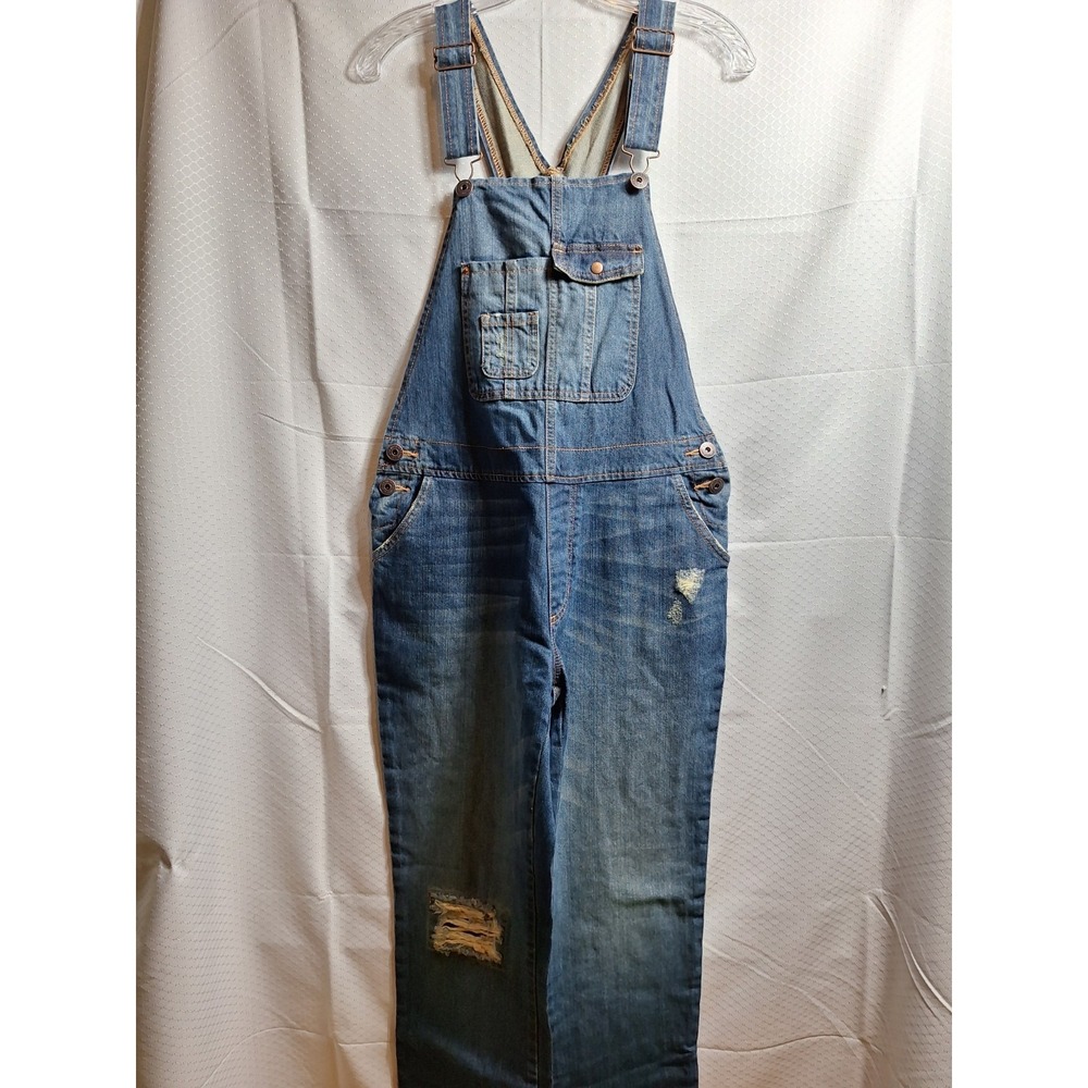 MOSSIMO Denim Bib Overalls Sz S Blue Utility Pocket Workwear Garden Farm Western